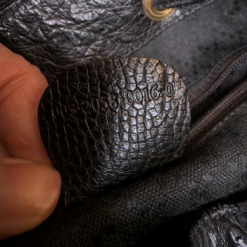 Vintage GUCCI Black Ostrich Skin Backpack Handbag with Bamboo Accents - Picture 15 of 15